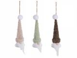 Cumpara ieftin Set 9 ornamente brad Mos Craciun Ingeri textil &Oslash; 6,5 x 19 H
