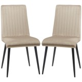 HOMCOM Set 3 Scaune de Bucătărie din Catifea cu Design Modern și Confortabil, 43x58x90 cm, Maro Deschis | Aosom Romania