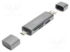Cititor card memorie DIGITUS USB A, USB C, USB 3.1, argintiu PnP
