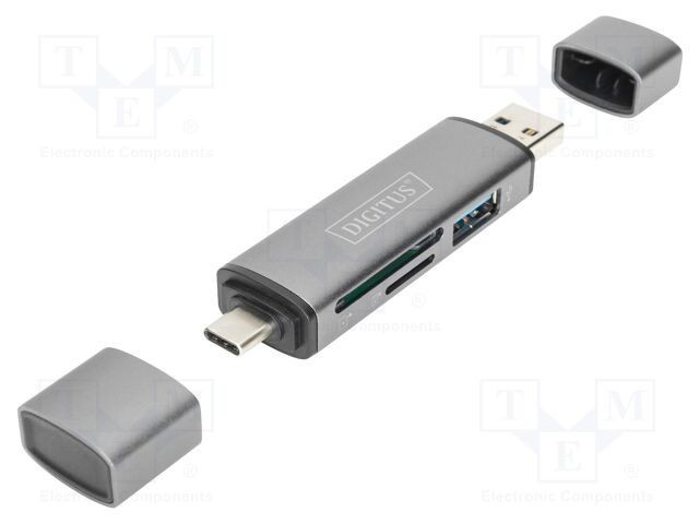 Cititor card memorie DIGITUS USB A, USB C, USB 3.1, argintiu PnP