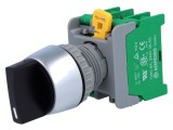 Comutator rotativ 22mm 3 NO x2 negru fără IP65