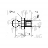 Cap echilibror hayon bolt cu cap bila M8 set 2 bucati pentru amortizor, lungime filet 7.5mm , 10x11.5mm Kft Auto, AutoLux