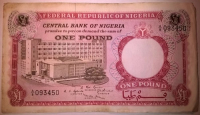 Bancnota - Nigeria - 1 Pound 1967 foto