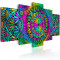 Tablou canvas 5 piese - Mandala: Pene de paun - 100x50 cm