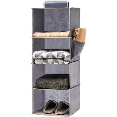 Organizator depozitare 4 rafturi, dulap textil compartimentat, suspendare, 80x30x30 cm, pliabil foto
