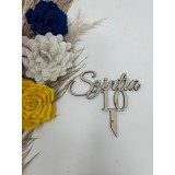 Topper din lemn,personalizat cu textul Szintia 10,pentru tort sau aranjamente florale