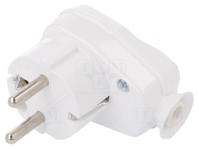 Conector alimentare AC tată 2P PE 250V 16A albă PIN 3