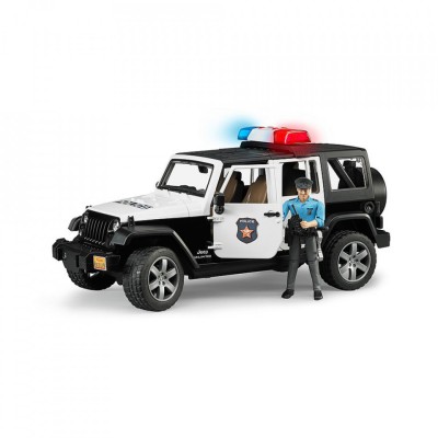 BRUDER - JEEP WRANGLER UNLIMITED RUBICON DE POLITIE CU SIRENA SI FIGURINA foto