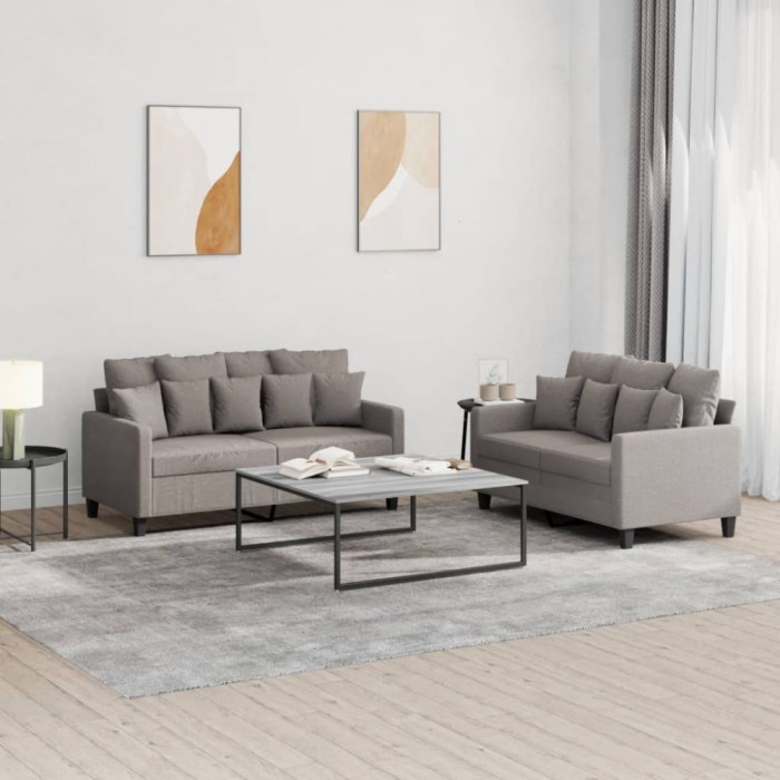 vidaXL Set de canapea cu perne, 2 piese, gri taupe, material textil 3201655