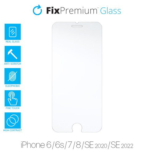 FixPremium Glass - Sticlă securizată pentru iPhone 6, 6s, 7, 8, SE 2020 &amp; SE 2022
