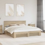 Cumpara ieftin Cadru de pat Stejar Sonoma 200 x 200 cm Lemn prelucrat