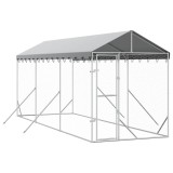 Cumpara ieftin Padoc de exterior cu acoperis argintiu 2x6x2,5m otel galvanizat