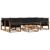 vidaXL Set de canapele de exterior cu pernă 7 pcs Natural și Negru 3381280