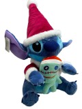 Jucarie de plus Stitch Craciun - cu Palarie de Mos Craciun si Prietenul Vudu