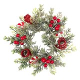 Decoratiune pentru masa de Craciun, Zola&reg;, de pus lumanare, cu acadea si fructe de padure, 24 cm