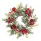 Decoratiune pentru masa de Craciun, Zola&reg;, de pus lumanare, cu acadea si fructe de padure, 24 cm