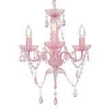 Cumpara ieftin Candelabru cu margele, roz, rotund, 3 becuri E14