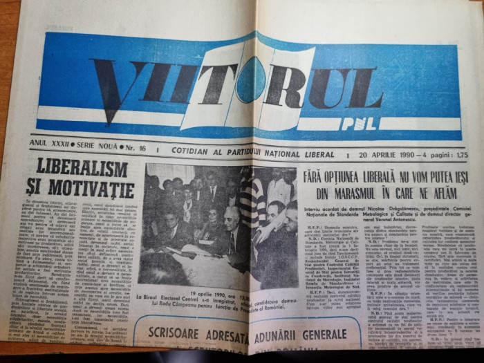 ziarul viitorul 20 aprilie 1990-radu campeanu candideaza la presidentie