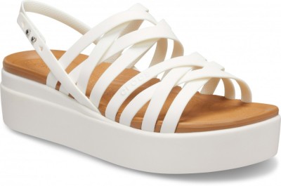 Sandale Crocs Brooklyn Strappy Low Wedge Alb - Oyster foto