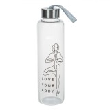 Sticlă Apă Sport, Model Yoga, Capacitate 0,5L, Transparentă, M&acirc;ner Material Textil, Oem