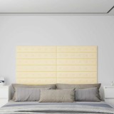 vidaXL Panouri de perete 12 buc. crem 90x15 cm piele ecologică 1,62 m&sup2;