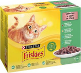 Friskies hrană pentru pisici la plic - carne de vită, pui, ton și cod &icirc;n sos 12 x 85 g