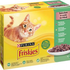 Friskies hrană pentru pisici la plic - carne de vită, pui, ton și cod în sos 12 x 85 g