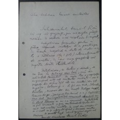 AUREL RAU document olograf catre Uniunea Scriitorlior