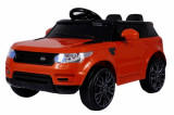 Masinuta electrica sport Orange, 2x30W, roti plastic, 3 viteze, 2 scaune, suspenie fata spate, lumina LED, muzica, blocare usa