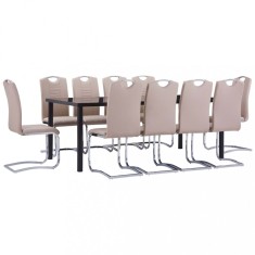 vidaXL Set mobilier de bucatarie 11 piese cappuccino piele ecologica foto