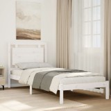 Cadru pat foarte lung fără saltea, alb, 100x220 cm lemn masiv