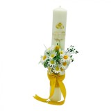 Lumanare Nunta Botez EVENTISSIMI -Margarete si plante naturale uscate, 40 cm, Multicolor