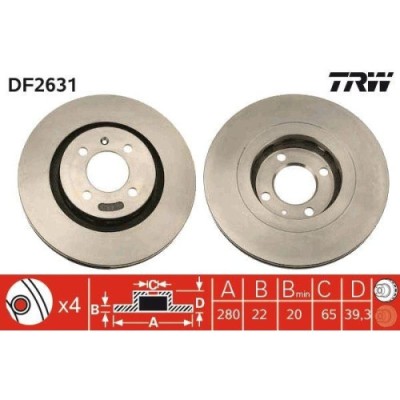 Set discuri frana Seat Cordoba (6k1, Cordoba Vario (6k5), Ibiza 2 (6k1), Toledo 1 (1l2); Vw Corrado (53i), Golf 2 (19e, Passat B3/B4 (3a2, Passat B3/ foto