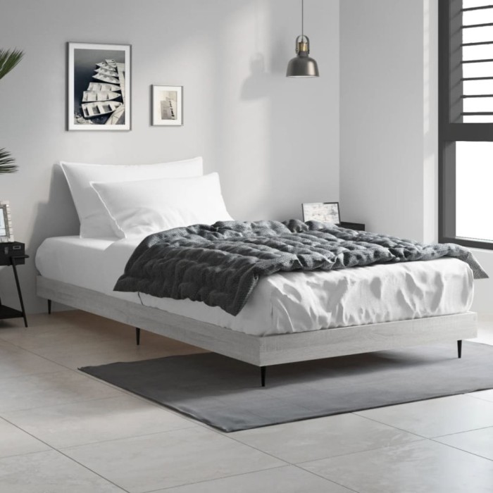 vidaXL Cadru de pat, gri sonoma, 90x190 cm, lemn prelucrat 832307
