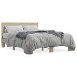 Cumpara ieftin Cadru de pat, stejar sonoma, 135x190cm, lemn prelucrat si metal