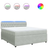 Cumpara ieftin Pat box spring cu saltea, gri deschis, 180x200 cm, catifea