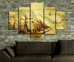 Tablou decorativ multicanvas Miracle, 5 Piese, Piratii din Caraibe, 236MIR1900, Multicolor foto