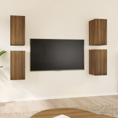 vidaXL Dulapuri TV, 4 buc., stejar maro, 30,5x30x60 cm, lemn prelucrat foto