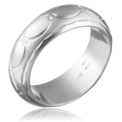 Inel argint 925 - linie groasă, lucioasă cu model bob și conuri - Marime inel: 60 foto