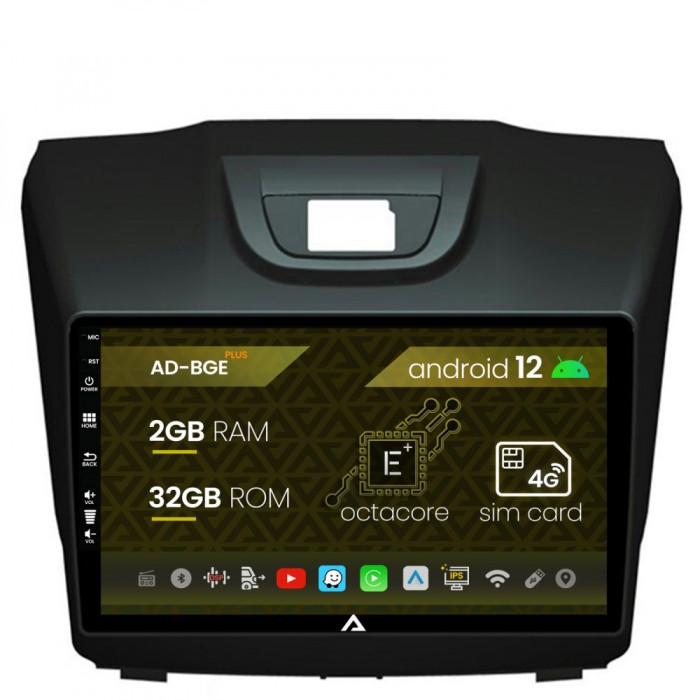 Navigatie Isuzu D-MAX (2015+), Android 12, E-Octacore 2GB RAM + 32GB ROM, 9 Inch - AD-BGE9002+AD-BGRKIT311