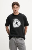 Converse tricou din bumbac bărbați, culoarea negru, cu imprimeu, 10027998-A02