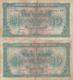 1943 (1 II), 10 francs (P-122a) - Belgia