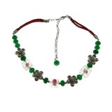 Colier Spring cu jad verde si sticla Lampwork