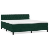 Cumpara ieftin Pat box spring cu saltea, verde inchis, 180x200 cm, catifea
