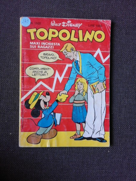 REVISTA TOPOLINO NR, 1520/1985, REVISTA CU BENZI DESENATE, PENTRU COPII (TEXT IN LIMBA ITALIANA)