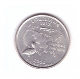 Moneda SUA 25 centi/quarter dollar 2002 P, Louisiana 1812, stare foarte buna, America de Nord, Nichel