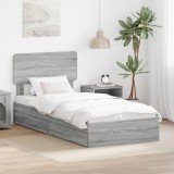 Cumpara ieftin Pat cu storage cu sertar Gri Sonoma 90 x 200 cm Lemn prelucrat