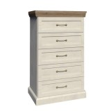 Comoda 5 sertare din pal alb pin nordic maro stejar salbatic Royal 57x46x98 cm