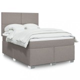 VidaXL Pat box spring cu saltea, gri taupe, 160x200 cm material textil