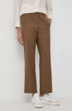 Cumpara ieftin Weekend Max Mara pantaloni de lana culoarea maro, drept, high waist